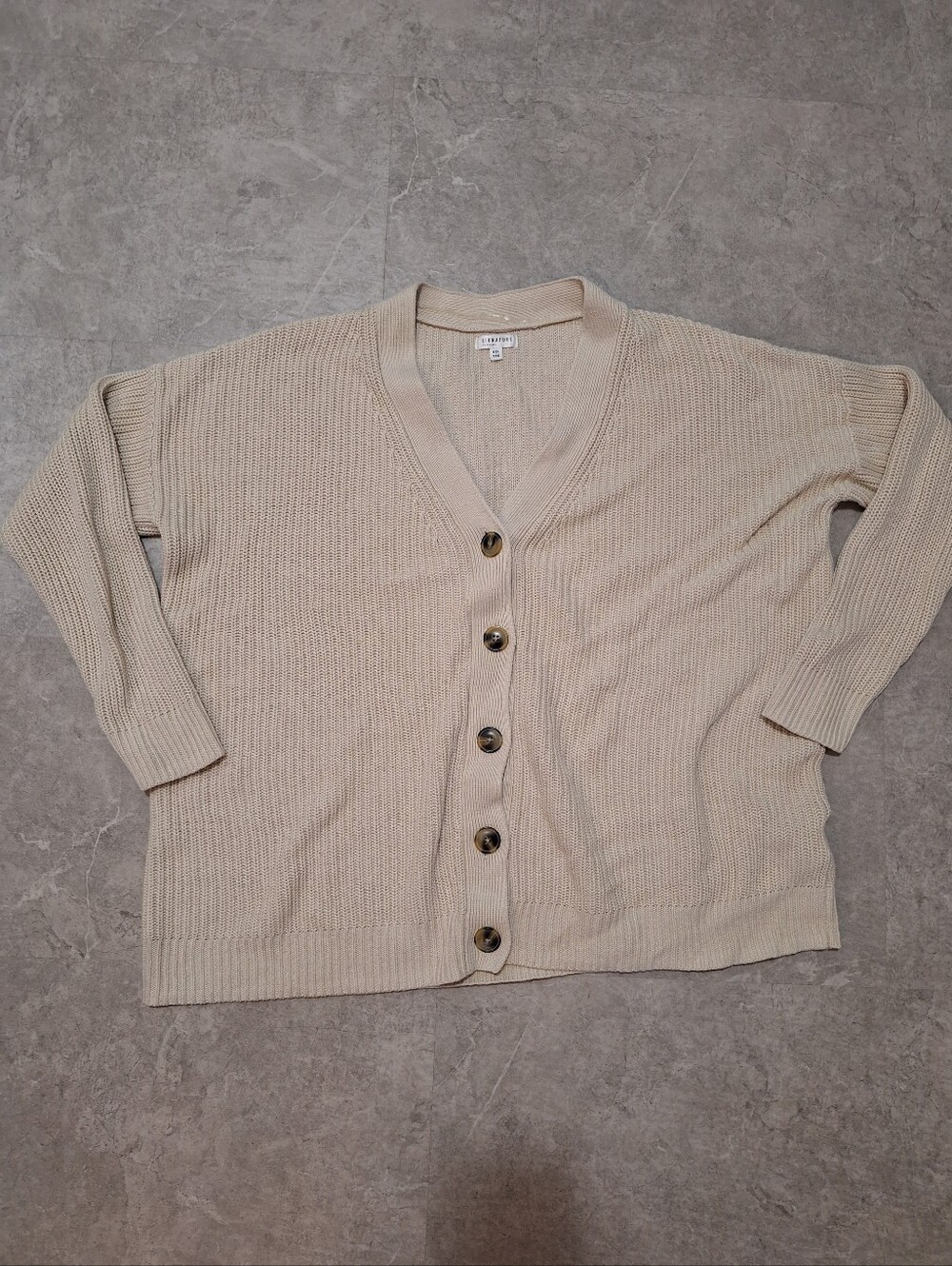 Reitmans Heathered Oatmeal Button-Front V-Neck Cardigan XXL